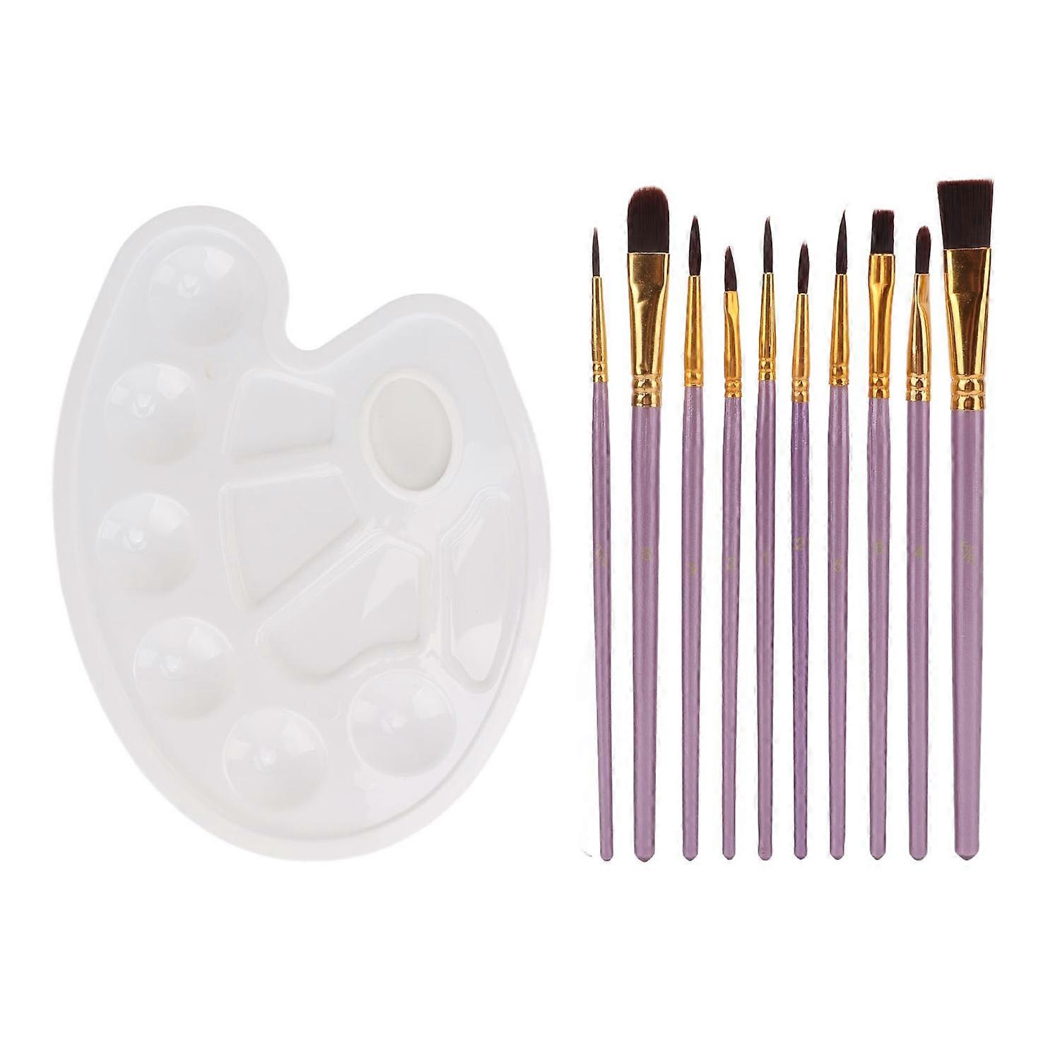 10Pcs Oil Paint Brushes Poisonless Acid Free Odorless Different Sizes Ergonomic Paint Brush Set with
