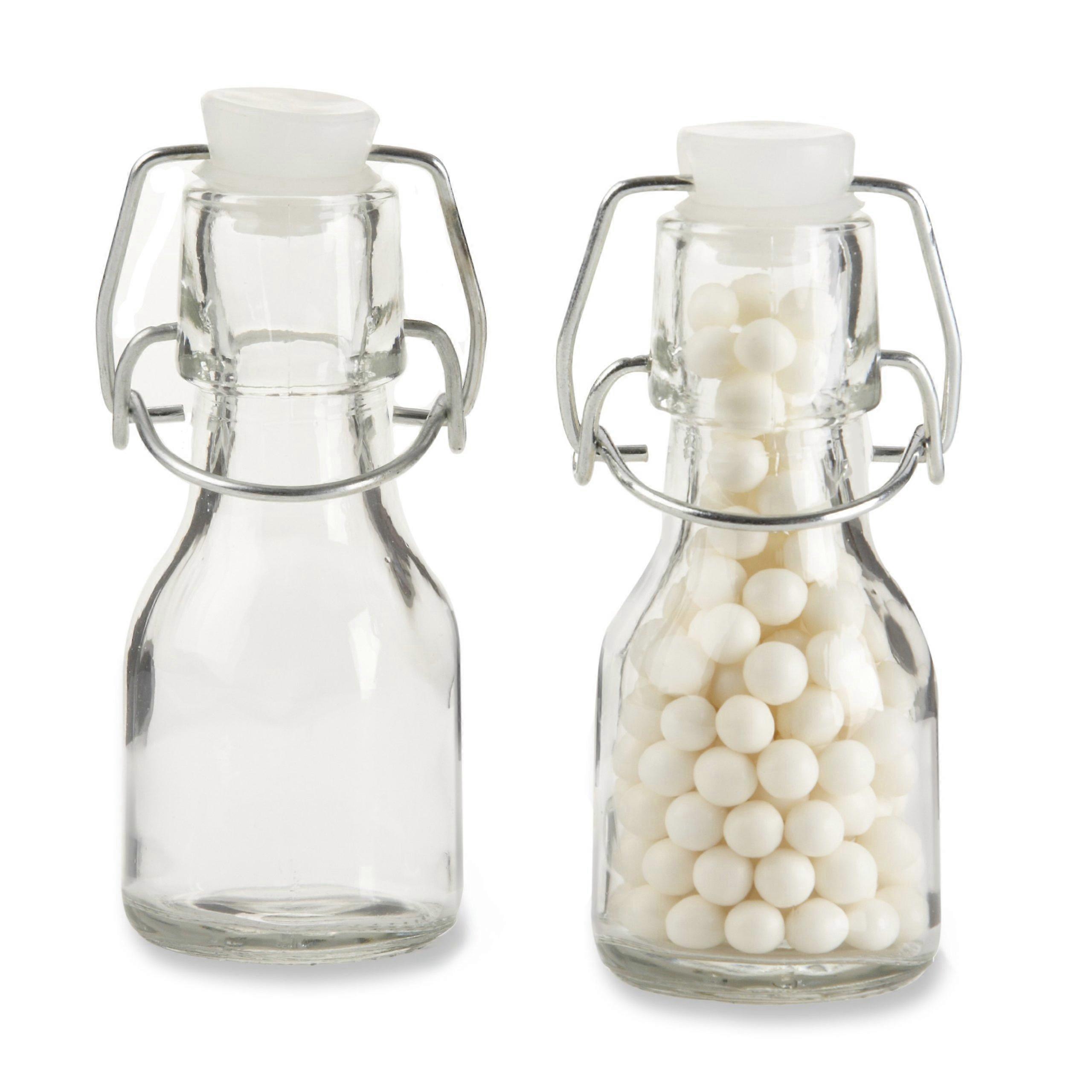 12 Mini Glass Bottles 2.5 oz for Party Favors, Crafts, and Extracts - Clear Storage Containers