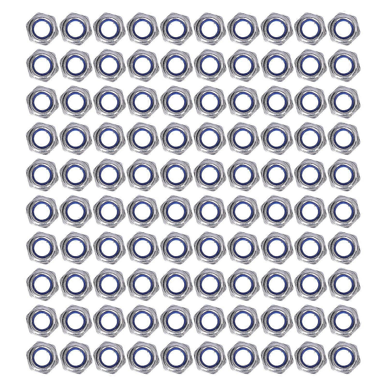 100Pcs Stainless Steel M3 Nylon Insert Lock Nut Fastener Set Kit compatible with Maintenance