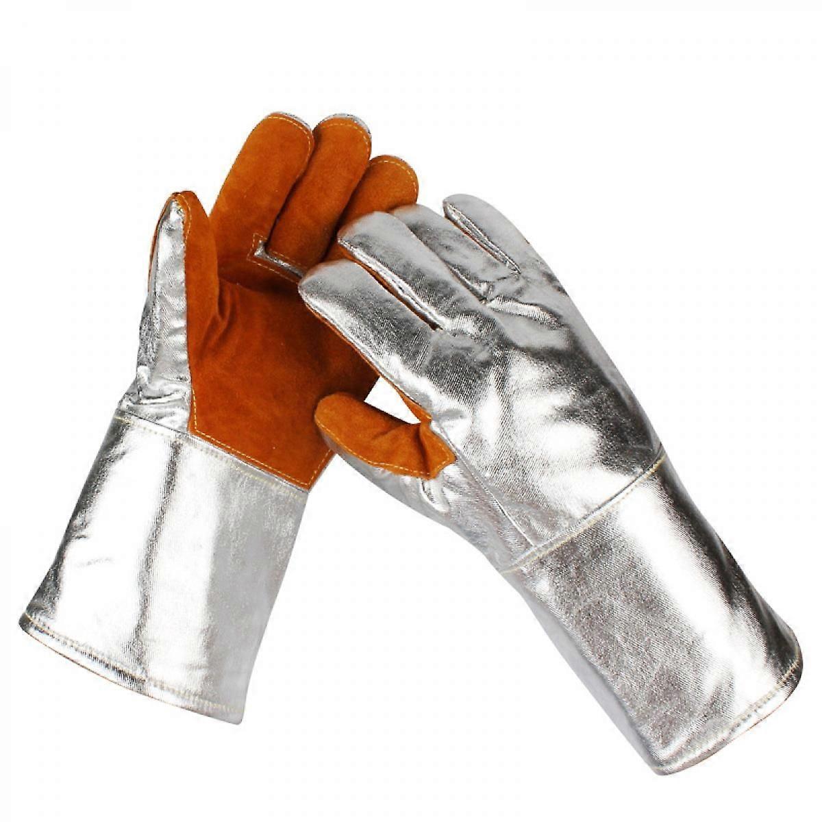 JUSCH High temperature resistant gloves 300 degrees 500 degrees fire-proof, anti-scalding, heat-insulating smelting aluminum foil five-finger oven mic