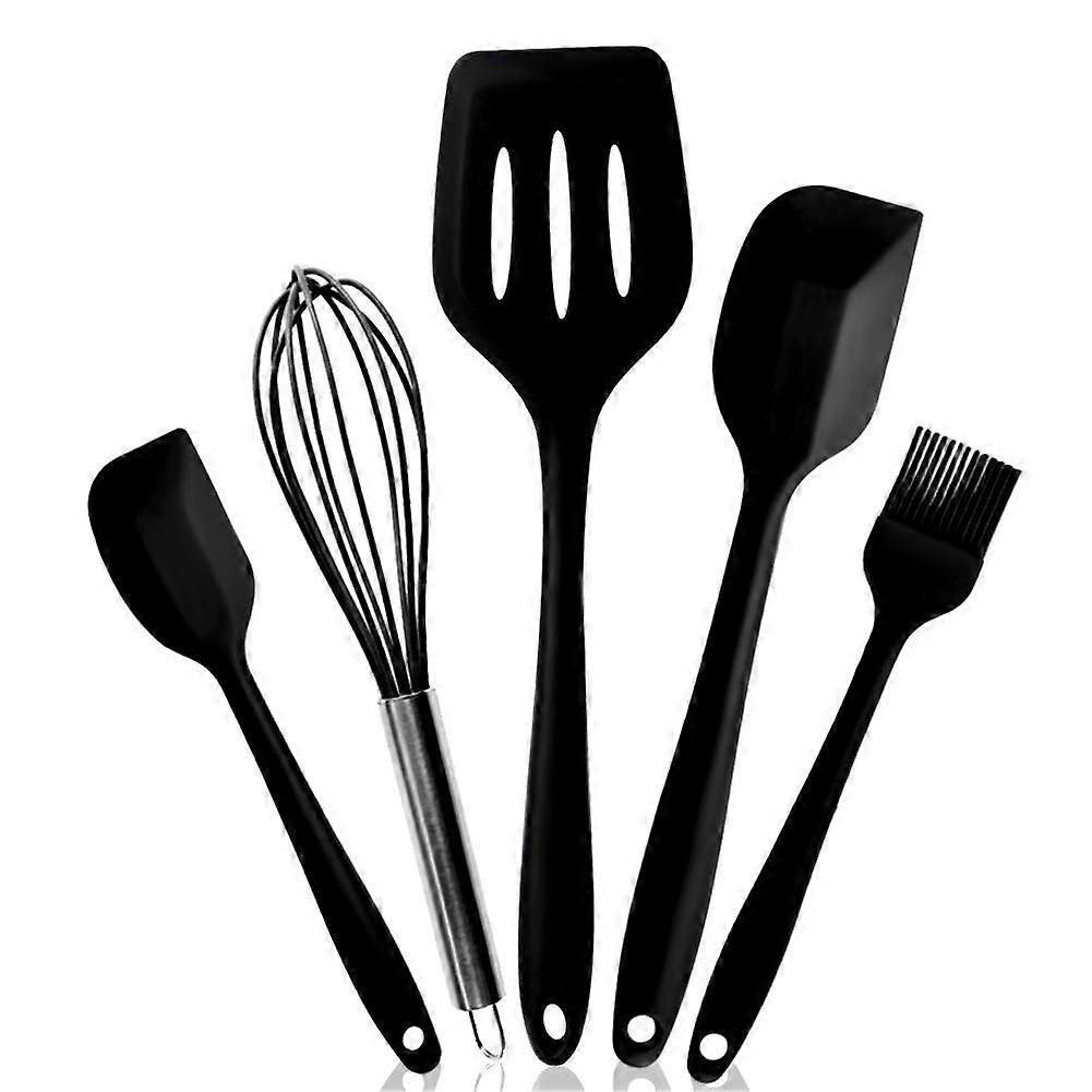 5Pcs Silicone Cooking Utensils Set Non-Stick Spatula Whisk Basting Brush Turner Scrapers Heat-Resistant Baking Utensils Set 2021