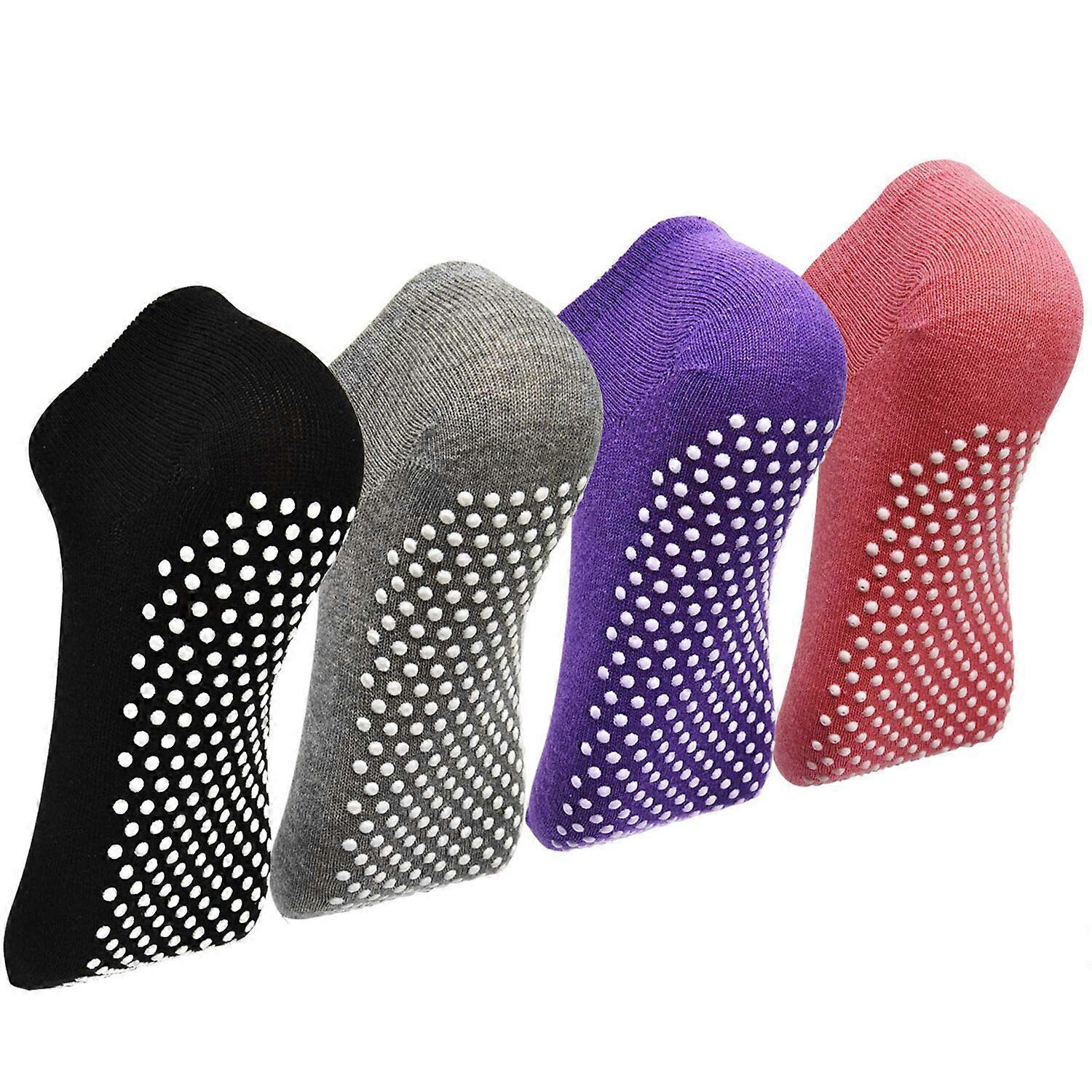 4 Pack Slip Resistant Gripper Socks for Pilates and Ballet - Non-Slip, Breathable, Comfortable Fit, Sizes S-L