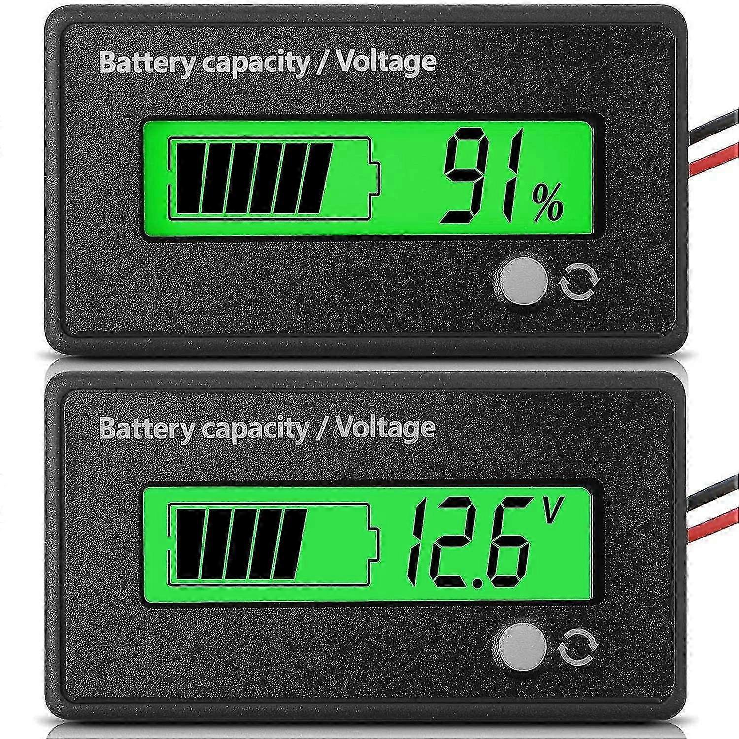 2 Battery Monitors for DC 12V - 72V with Alarm, Capacity Voltage Meter