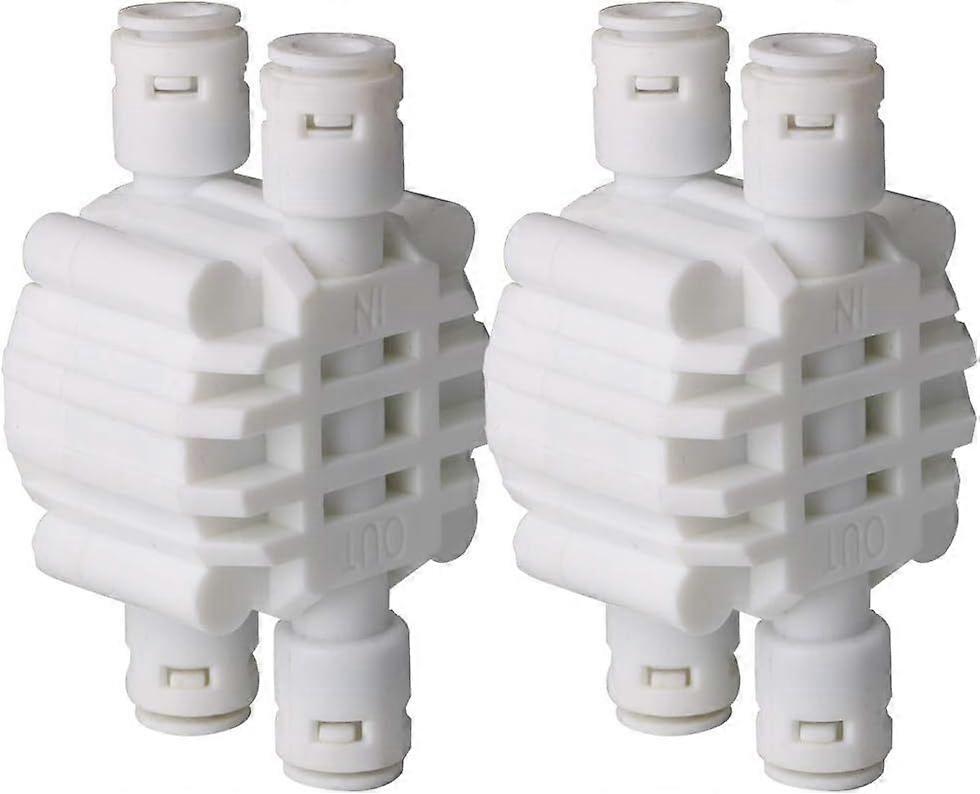 2 Pcs 1/4 inch 4 Way Auto Shut Off Valve, Push In Fittings for Reverse Osmosis Water Filter System RO