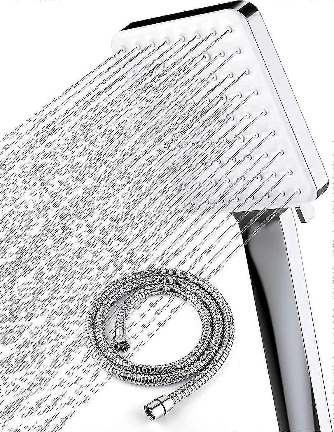 Shower Head with Hose, High Pressure Shower Head with 1.5m Hose, Universal Shower Head and Hose Set with 6 Spray Mode Settings, Chrome