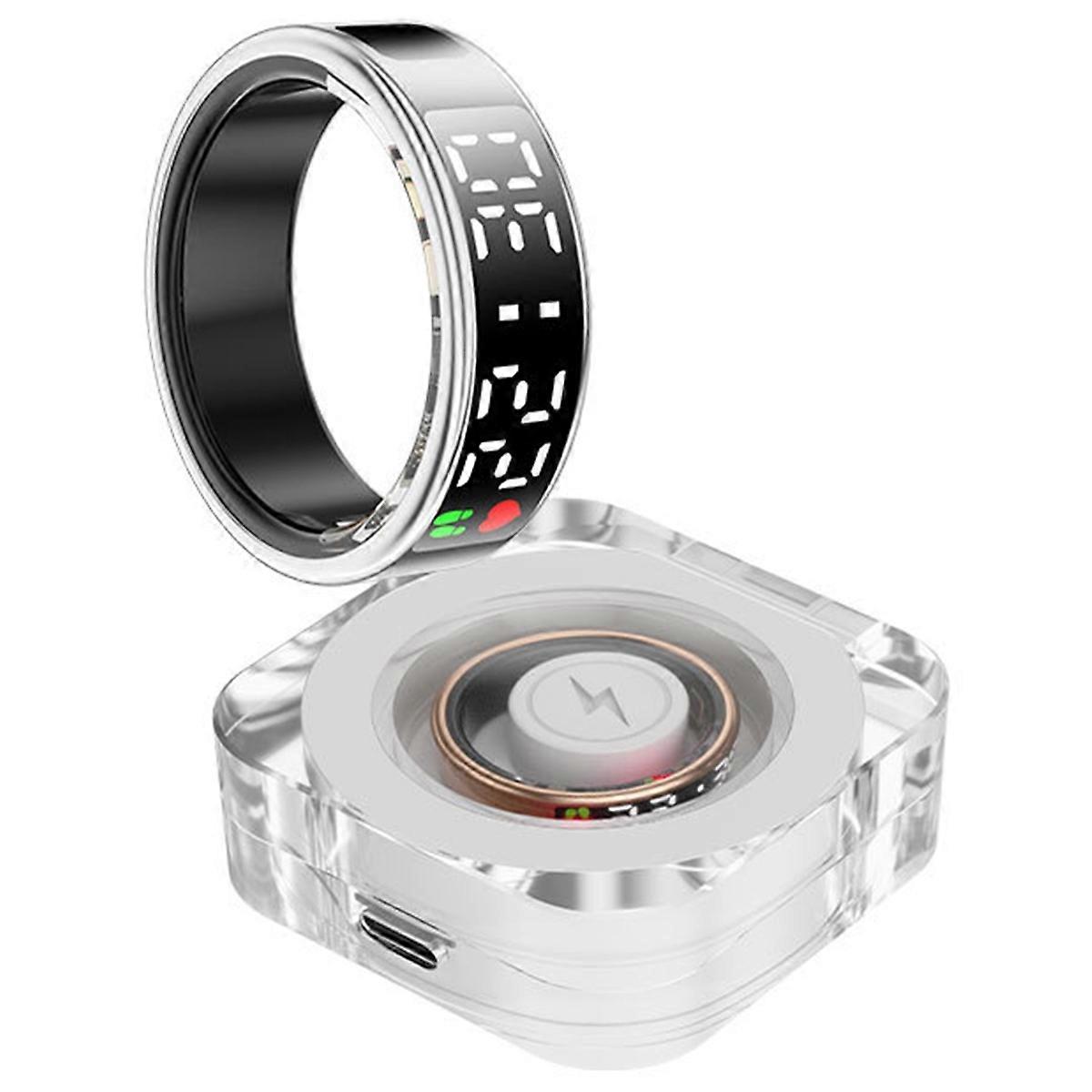 SR08 Digital Display Smart Ring Sleep Tracker Blood Oxygen Heart Rate Monitor Ring with Charging