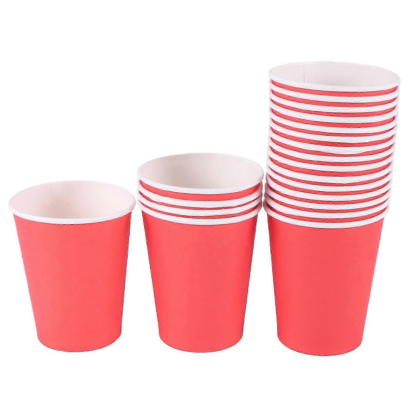 20 Paper Cups (9oz) - Plain Solid Colours Birthday Catering(Red)