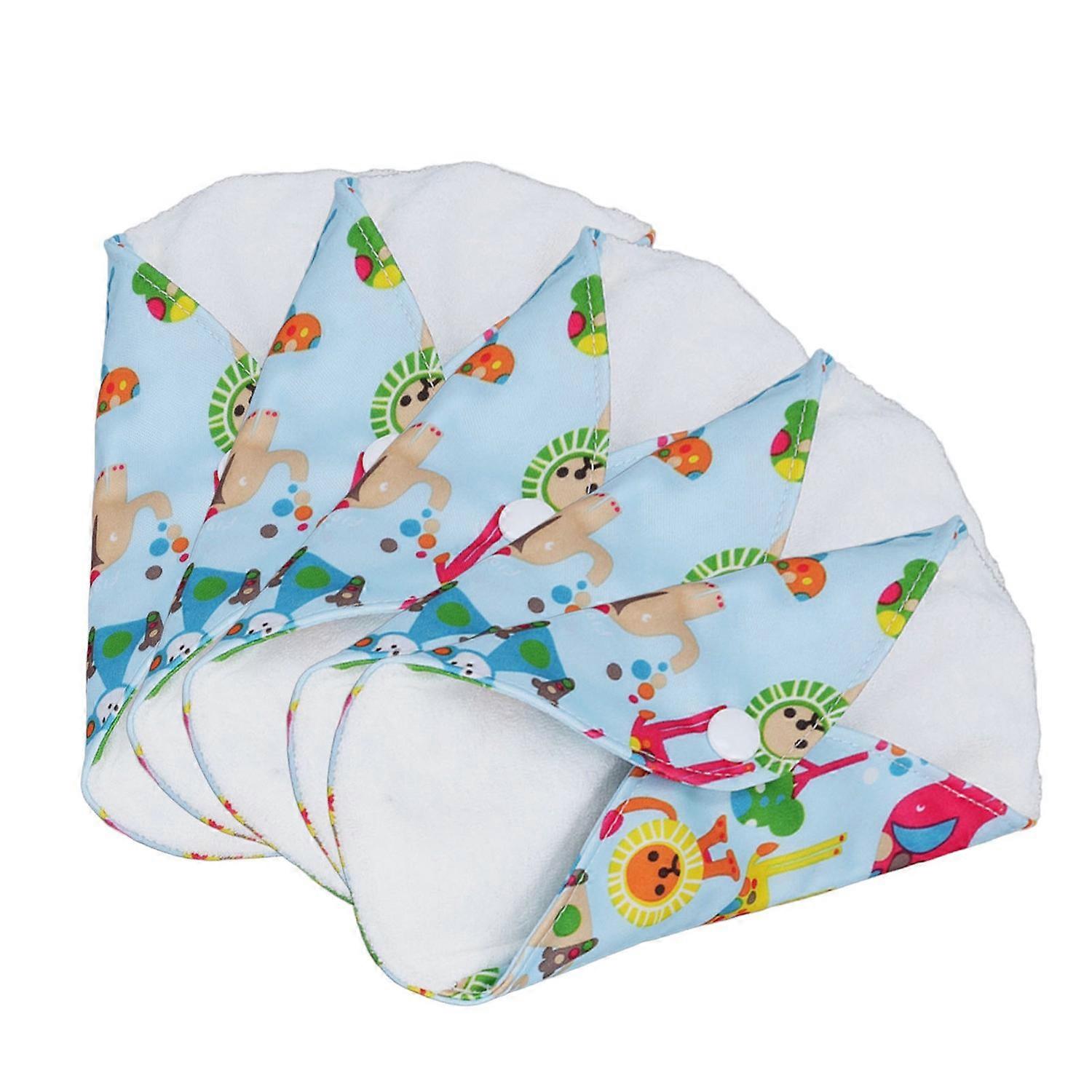 5PCS Reusable Menstrual Pads Zoo Print Absorbent Soft Comfortable Bamboo Cloth Sanitary Pad for Wome