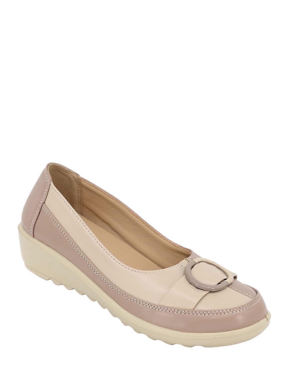 Ladies | Wide E Fit 2 Tone Shoe – Comfortable Flexisole Trainer with Padded Insole & 1.5" Wedge Heel