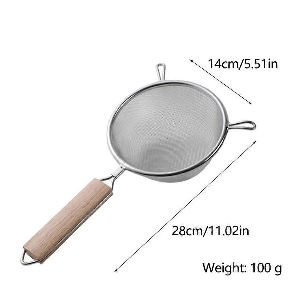 细网滤油器不锈钢面粉筛子带木柄DIY厨房工具