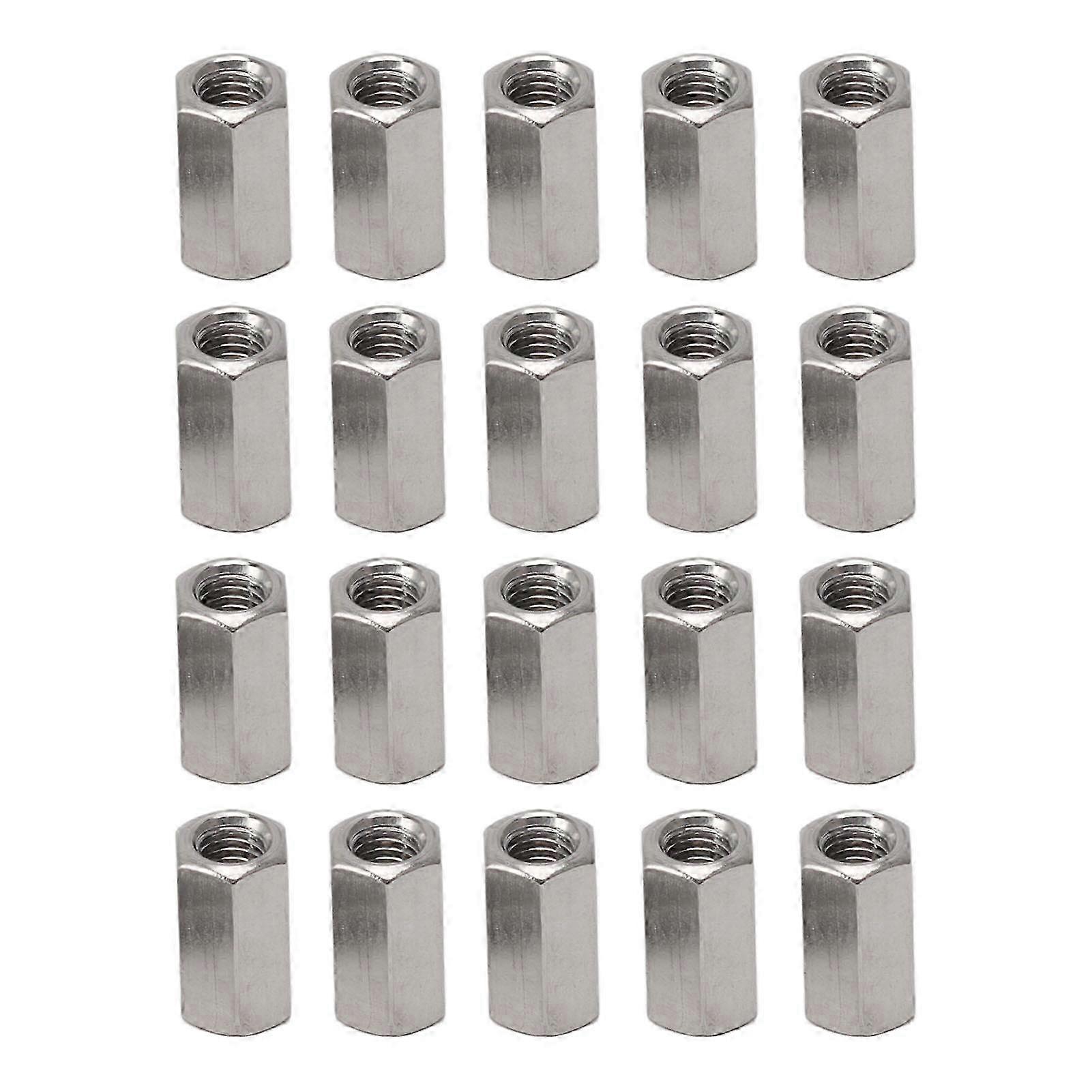 20Pcs Silver M5 Hex Coupling Nut Kit Stainless Steel Coupling Nut for Indoor Decorating
