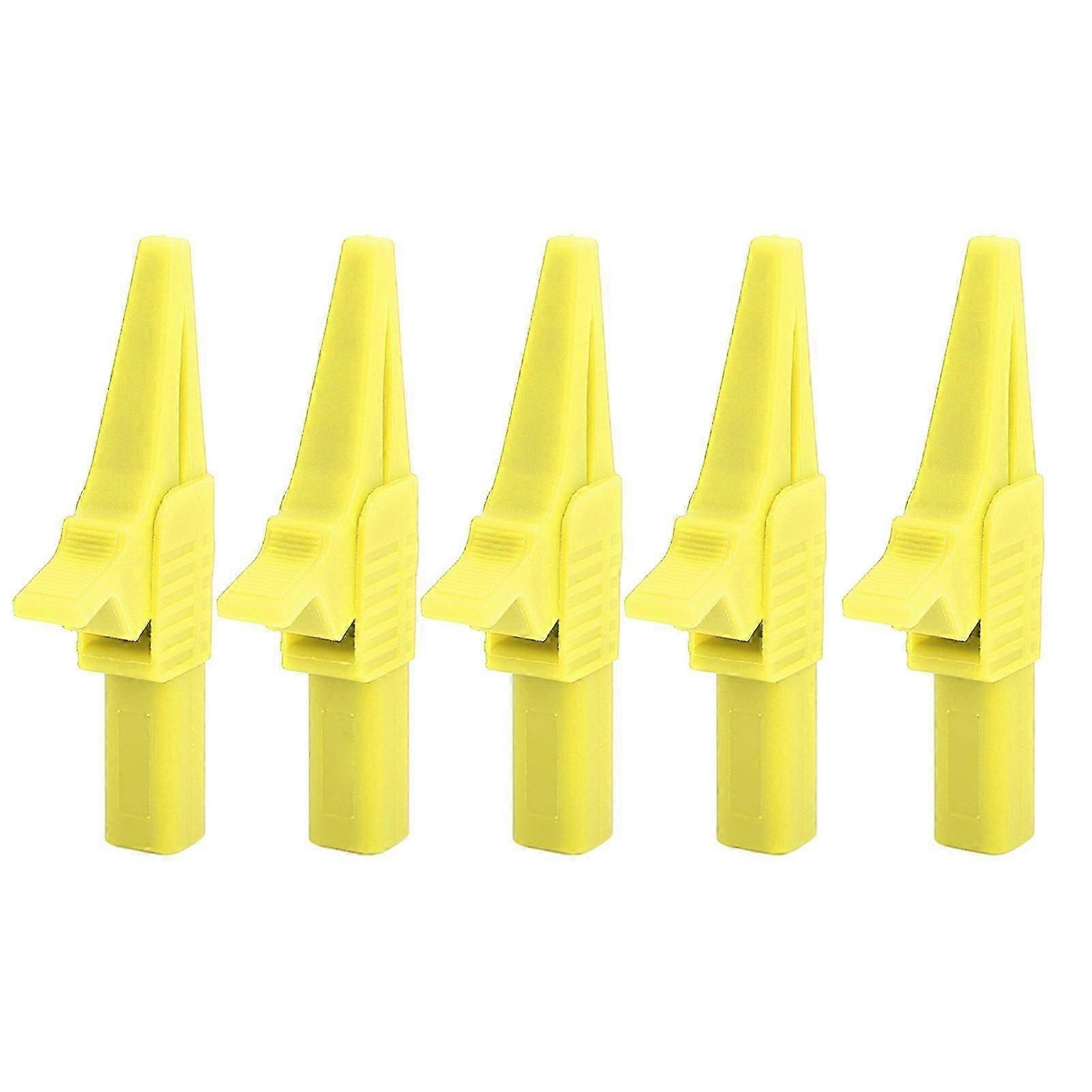5pcs J.60039 Safety Test Clips Multifunction Safety Type Test Clamp with 4mm Socket for Electronic InstrumentsYellow