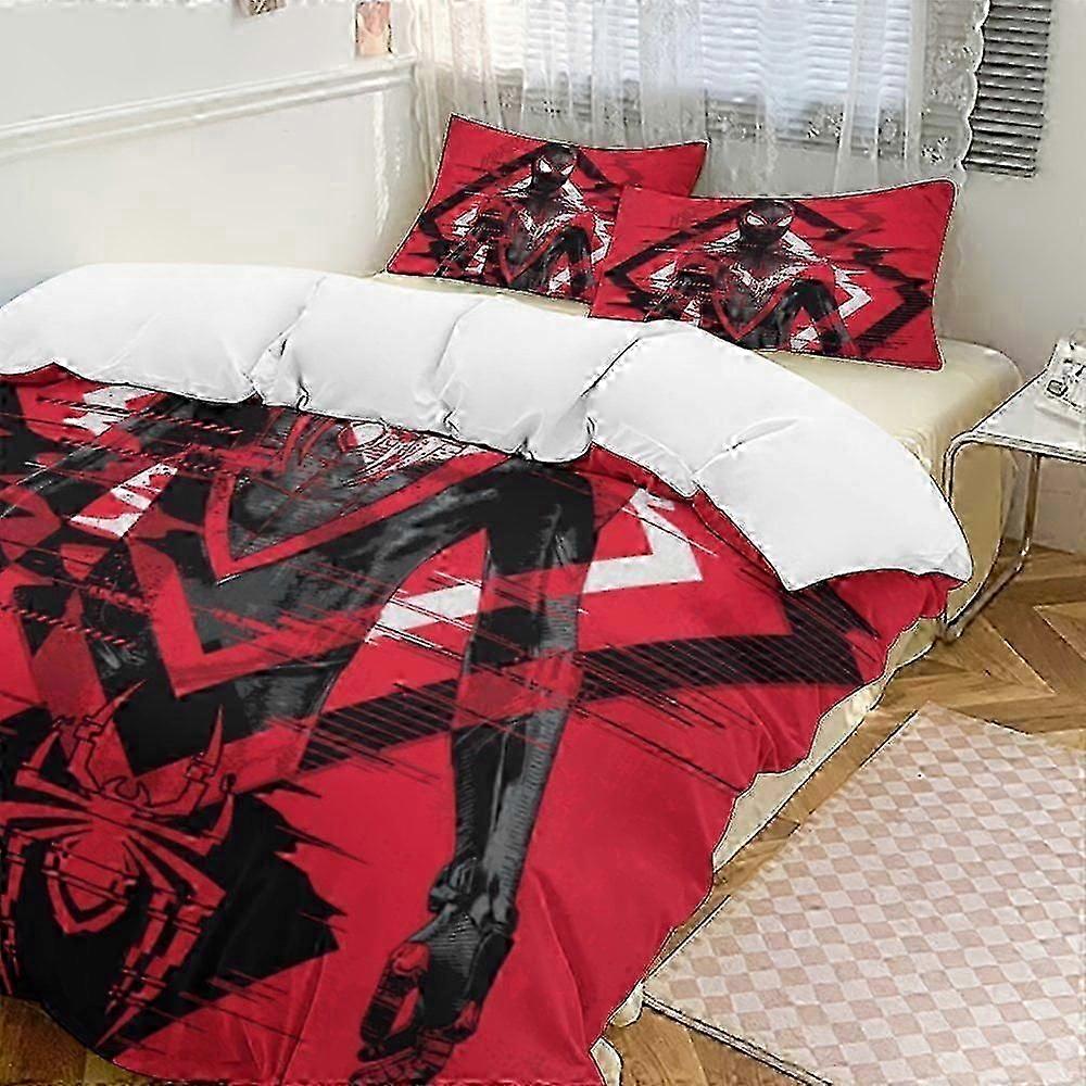 n418 Lakan Spider-Man Sängkläder Täcke Se, 3-delat sängkläder Set Soft Wa Sängset för sovrum hela säsongen (1 påslakan och 2 örngott) Säng Hon