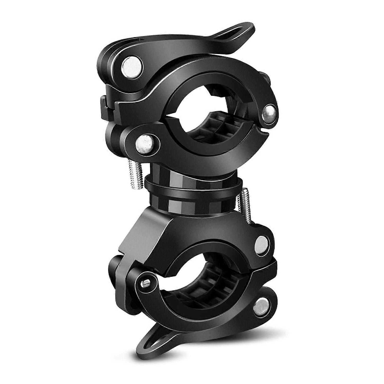 Mountain Bike Flashlight Holder, 360-Degree Rotating LED Light Clamp for Bicycle Handlebars, Adjustable Grip Lock Bracket