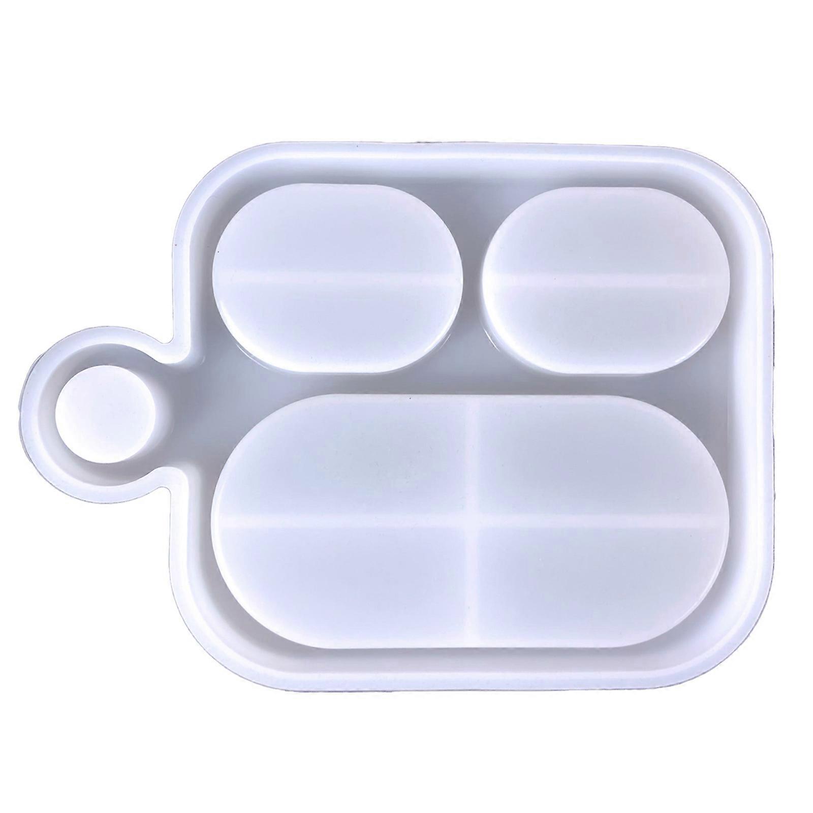 Fruit Snack Tray Silicone Mold with Handle Hook Agate Tray Epoxy Resin Casting Molds DIY Rectangular Serving Board Mold Clear