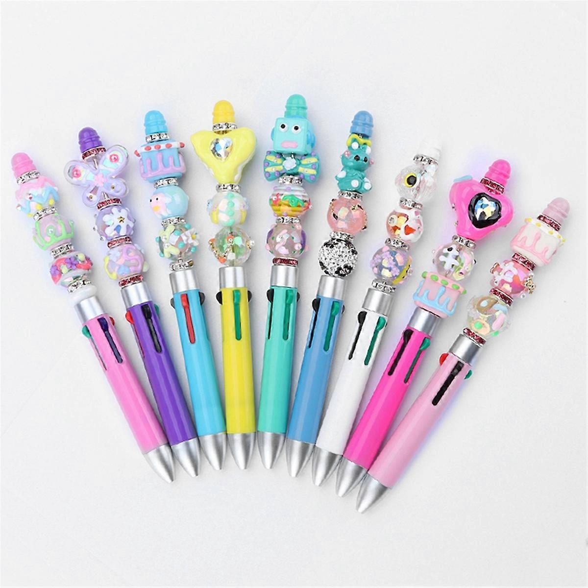 10Pcs DIY Business Four Color Refill Beaded Pen Cute Beadable