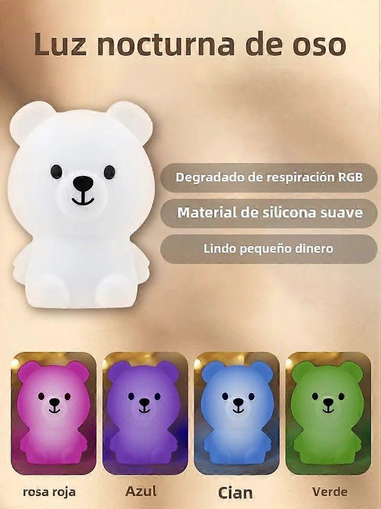 Cute Rabbit Bear RGB Touch Control Silicone LED Night Light Stress Relief for Home Decor and Kids