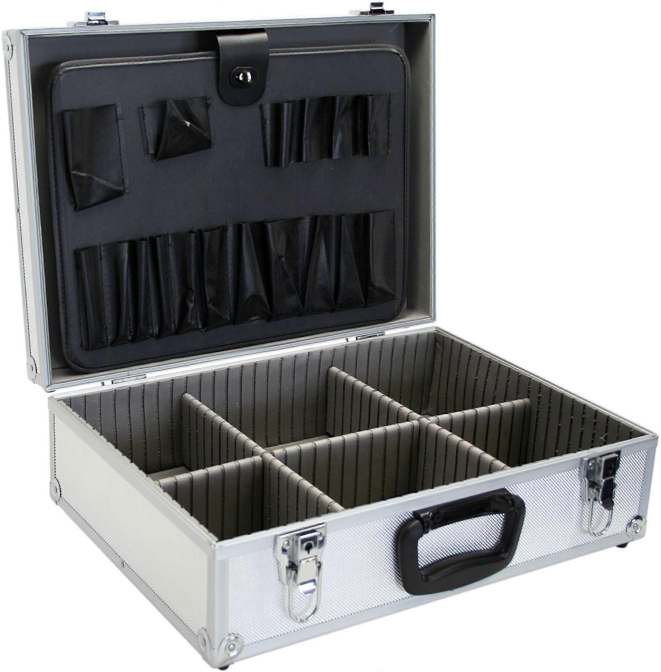 Empty Lockable Aluminium Silver Tool Case for Secure Storage