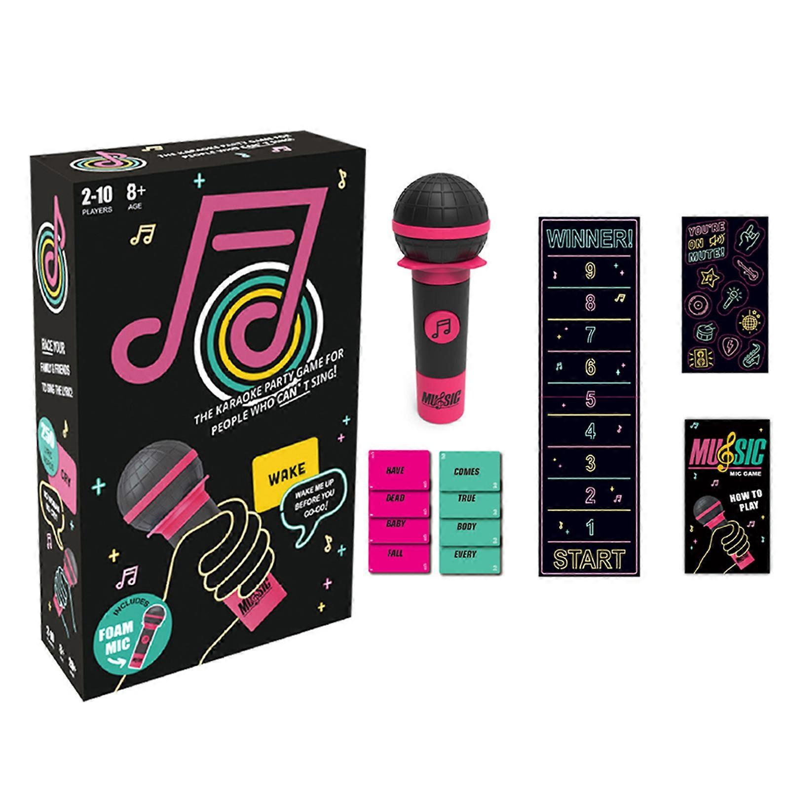 Grab The Mic Karaoke Game Exciting Family Interactive Board Game with Lyrics Cards for Game Night and Parties