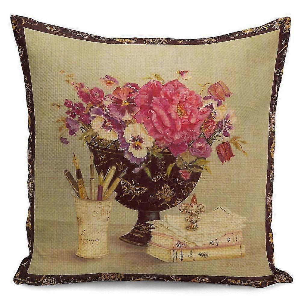 Retro tištěné povlaky na polštáře Váza s květinami Povlak na polštář na pohovku do auta Design 853 GGI