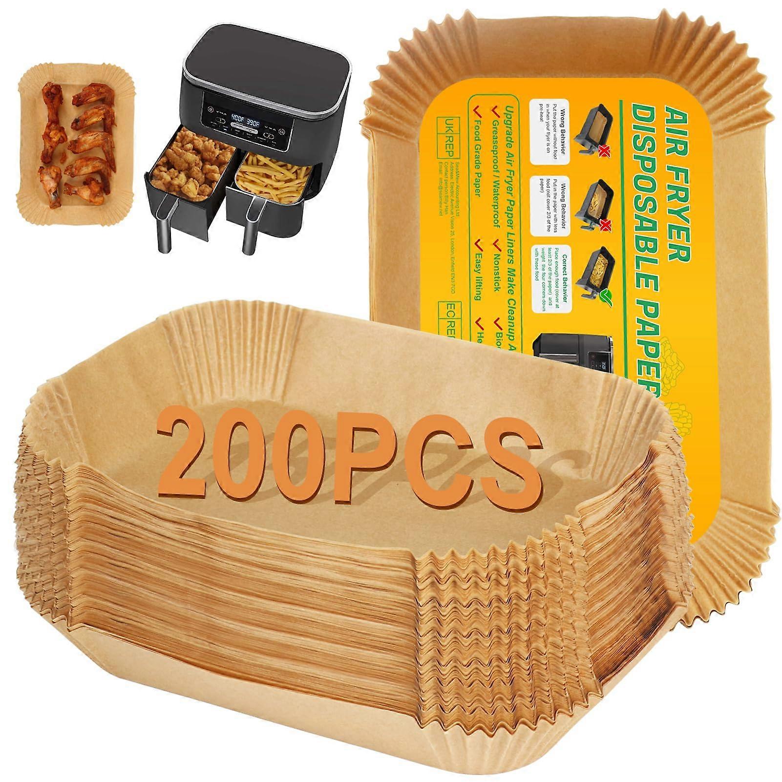 Air Fryer Liners for Ninja Dual Air Set Fryer, of 200, Rectangle Disposable Liners
