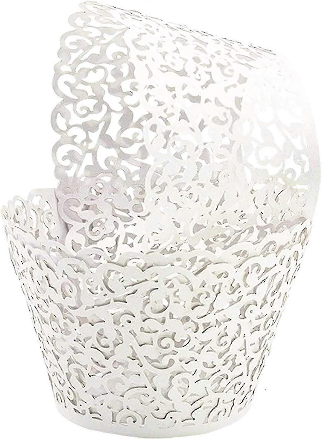 50db Cupcake Wrappers Művészi Bake Cake Papír Filigrán Kis Vine Csipke Lézer Vágott Bélés Sütő csésze pakolás Muffin Casetrays Esküvői Party Születésnap