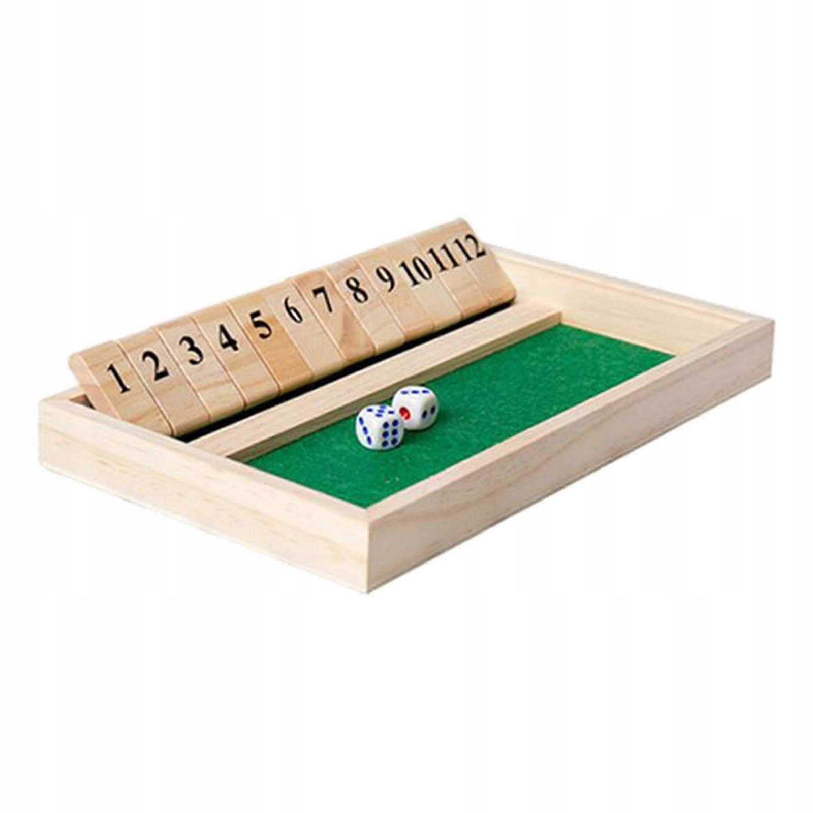 12 Number Shut The Box Board Game 2 Player Wooden Dice For Kids And Adults