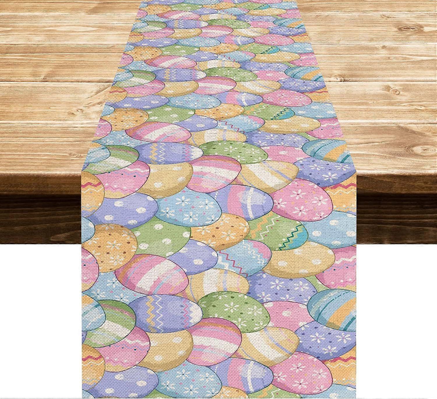 Easter Tablecloth 72 Inches Long, Burlap Easter Tablecloth, Linen Colorful Egg Rectangular Tablecloth, Perfect Easter Table Decor Home Decor (13*72)