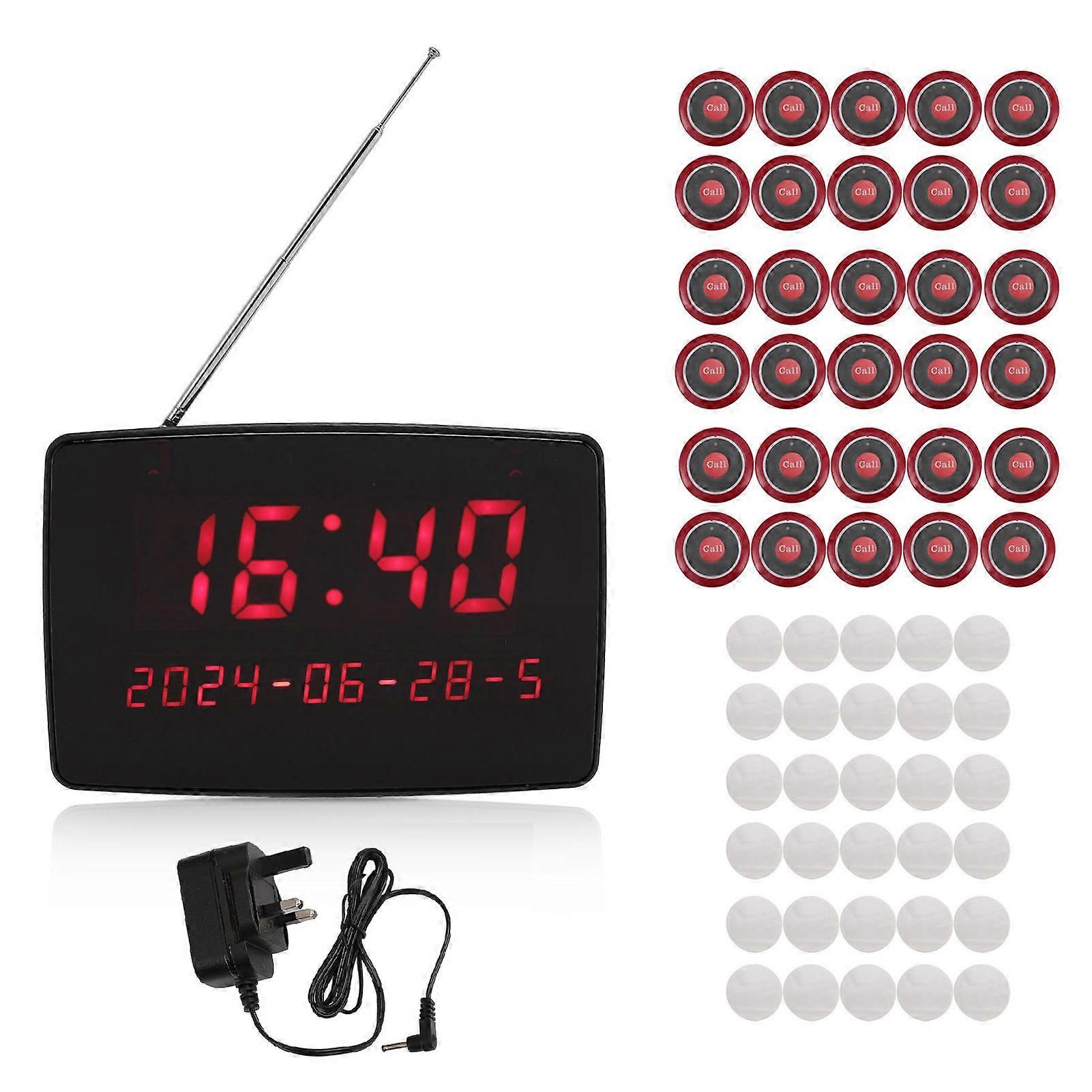 Wireless Calling Professional High Sensitivity 30 Table Bell Buttons 1 Receiver Caregiver Pager System for Restaurant Hotel Clinic