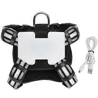 LED Pet Harness Dog Chest Strap USB Charging with Adjustable Reflective Strip for Night Walking Security