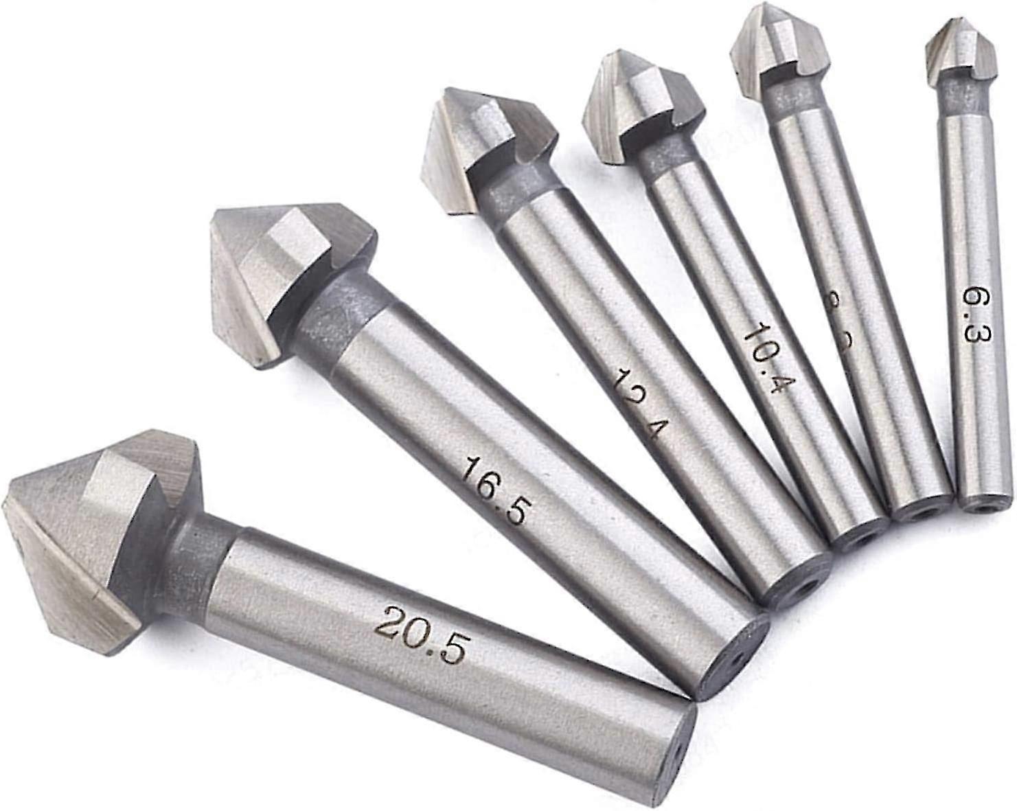 Countersink Drill Bits 6 Pcs Cobalt Steel Single-end Countersink Chamfer Tool Deburring Tool Set Round Shank
