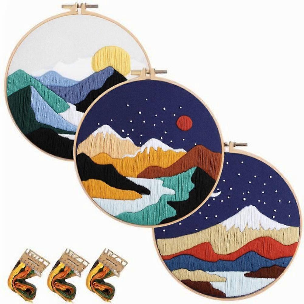 3pcs/Set Landscape Embroidery European-Style Needlecraft Kits Three-Dimensional Manual Embroidery Material Package