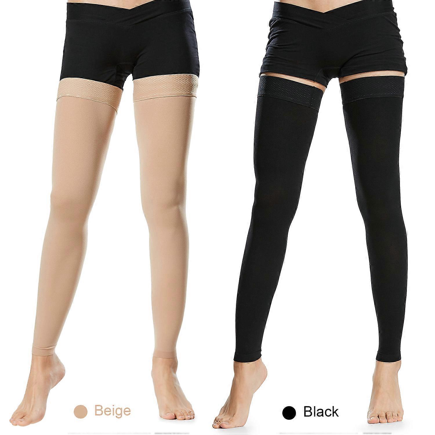 جوارب عالية الضغط للفخذين 20-30 مم زئبق ، M-XXL ، بيج / أسود
