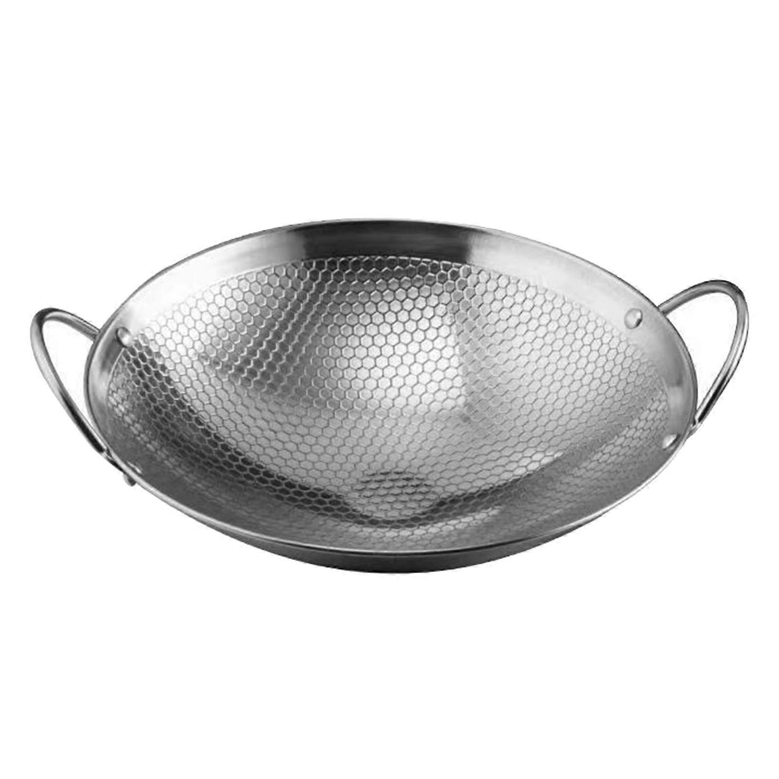 Multipurpose Stainless Steel Skillets Scratch Resistant Cooking Pot Honeycomb Textured Frying Pan with Handle Single pot