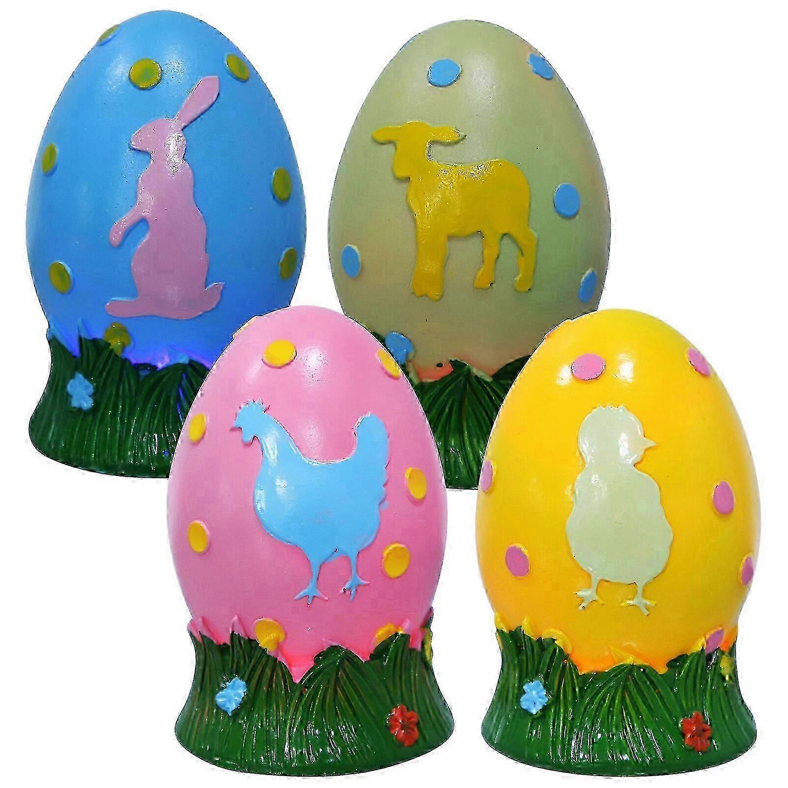 4pcs Decorations Resin Easter Eggs Colorful Easter Eggs Decorative Easter Eggs Ornaments Easter