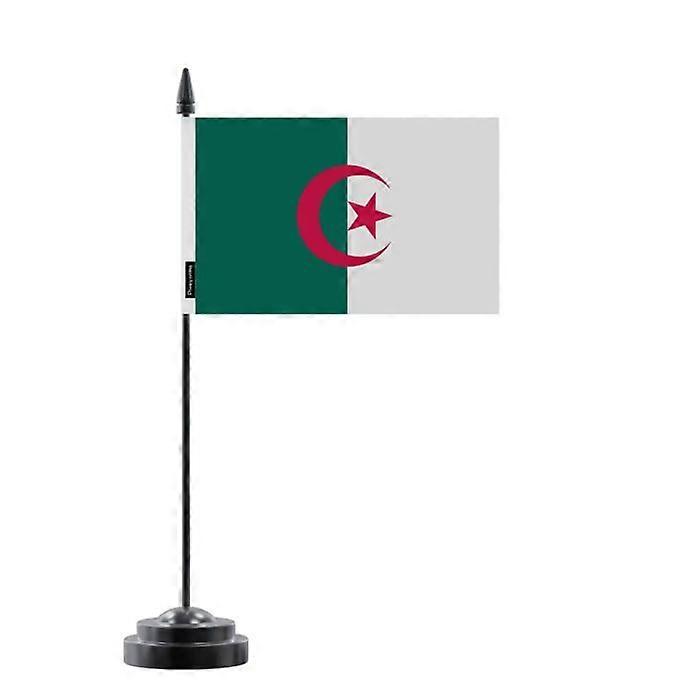 Table Flag - Algeria - 14 x 21 cm - Polyester - Plastic Pole - Double-Sided Printing