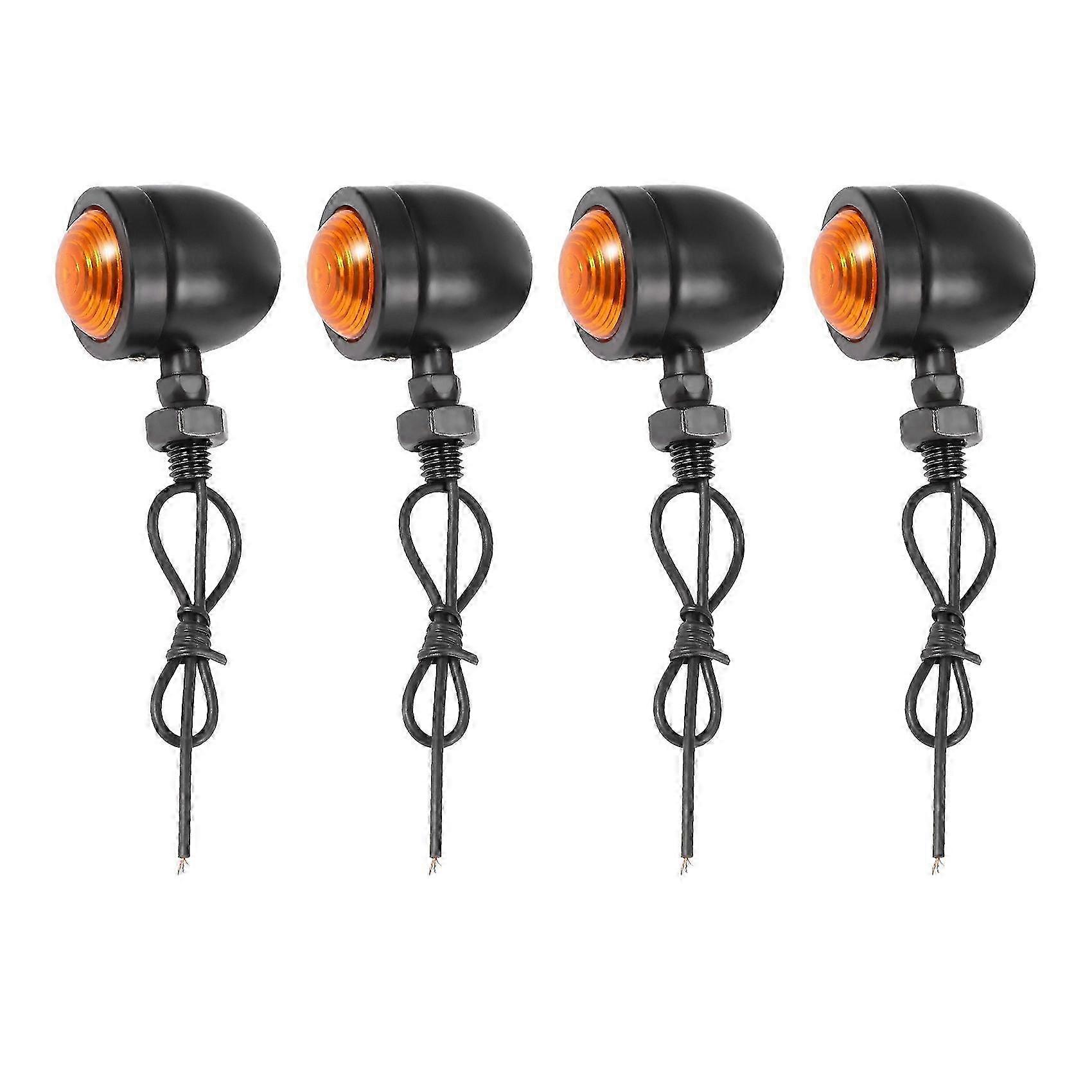 4Pcs Black Motorcycle Turn Signal Indicator Lamp Light Blinker Light for Chopper