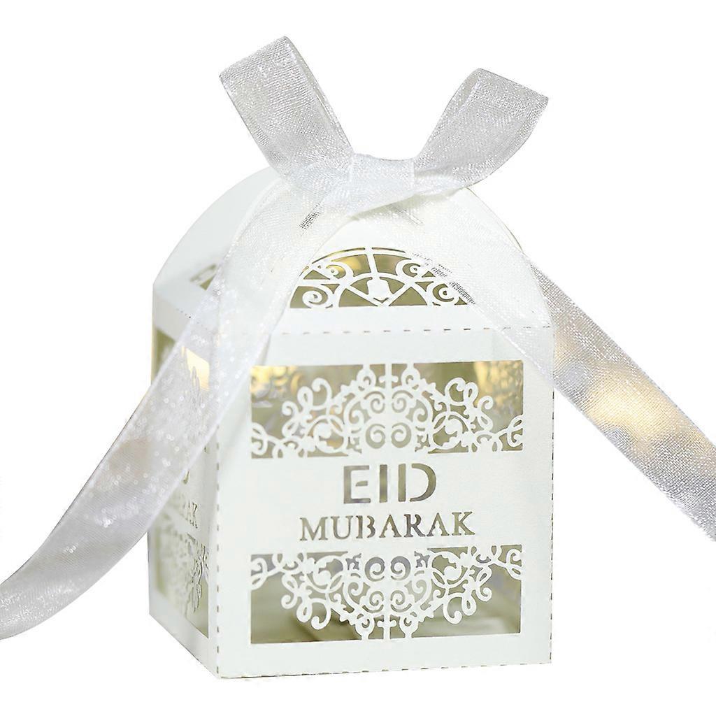 100 Adet Eid Mubarak Şeker Kutusu Ramazan Dekorasyonu İçi Boş Hediye Kutuları İslami Müslüman Parti Festival Malzemeleri LY