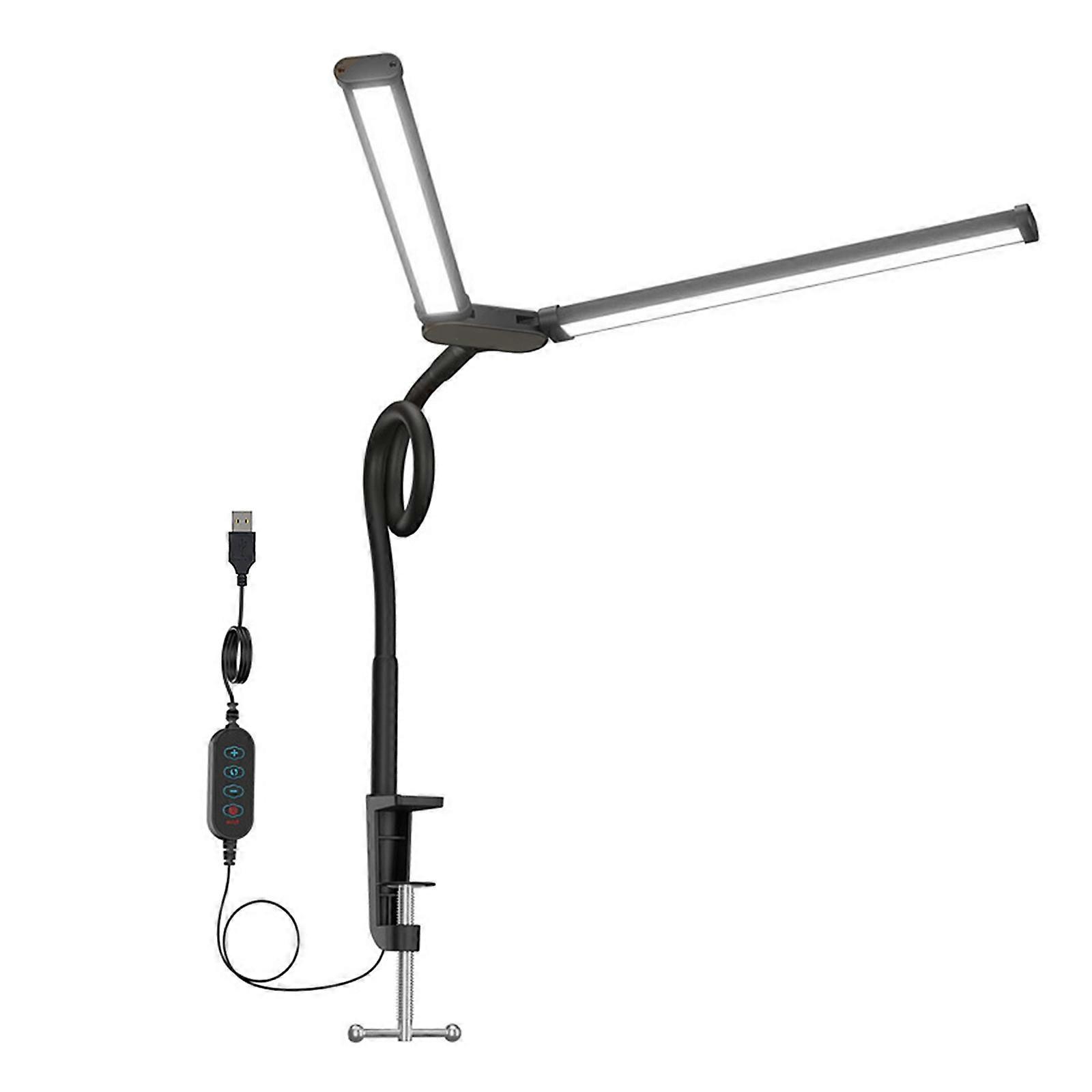 Flexible Twin Gooseneck LED Lamp, Clip On Bedside Light With Adjustable Brightness, Perfect For Students And Professionals