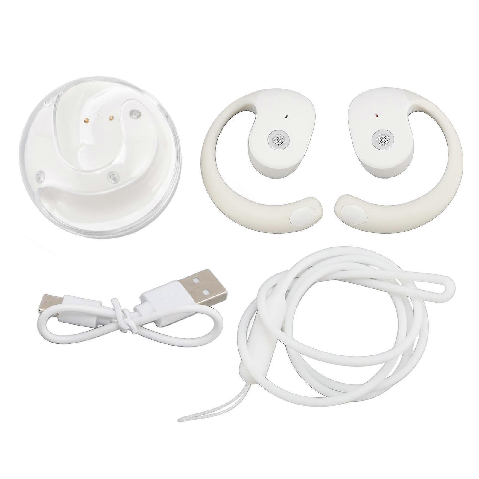 Wireless Bluetooth 5.4 Bone Conduction Earbuds with 3D HiFi Sound and Charging Case White