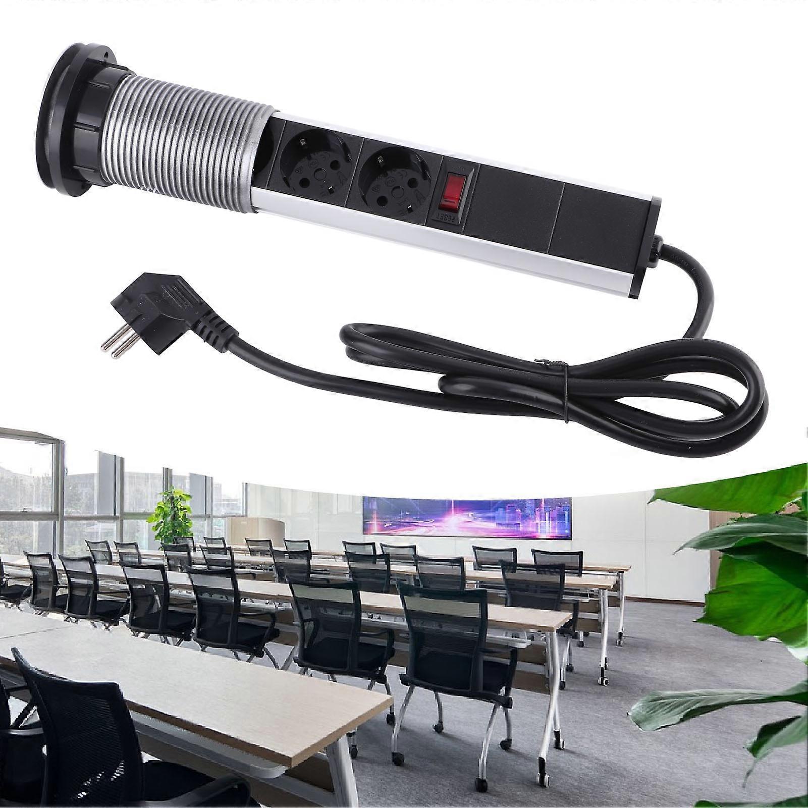 Pulling Pop Up Socket 3  Plugs and USB Aluminium Alloy Embedded Countertop Pop Up Outlet Socket AC250V