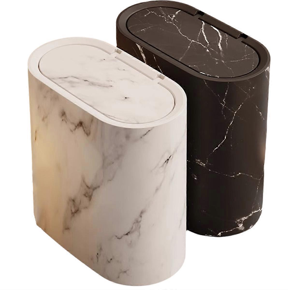 Bathroom Trash Can with Lid Marble Texture Trash Can Small Trash Can with Lid Living Room Trash Can