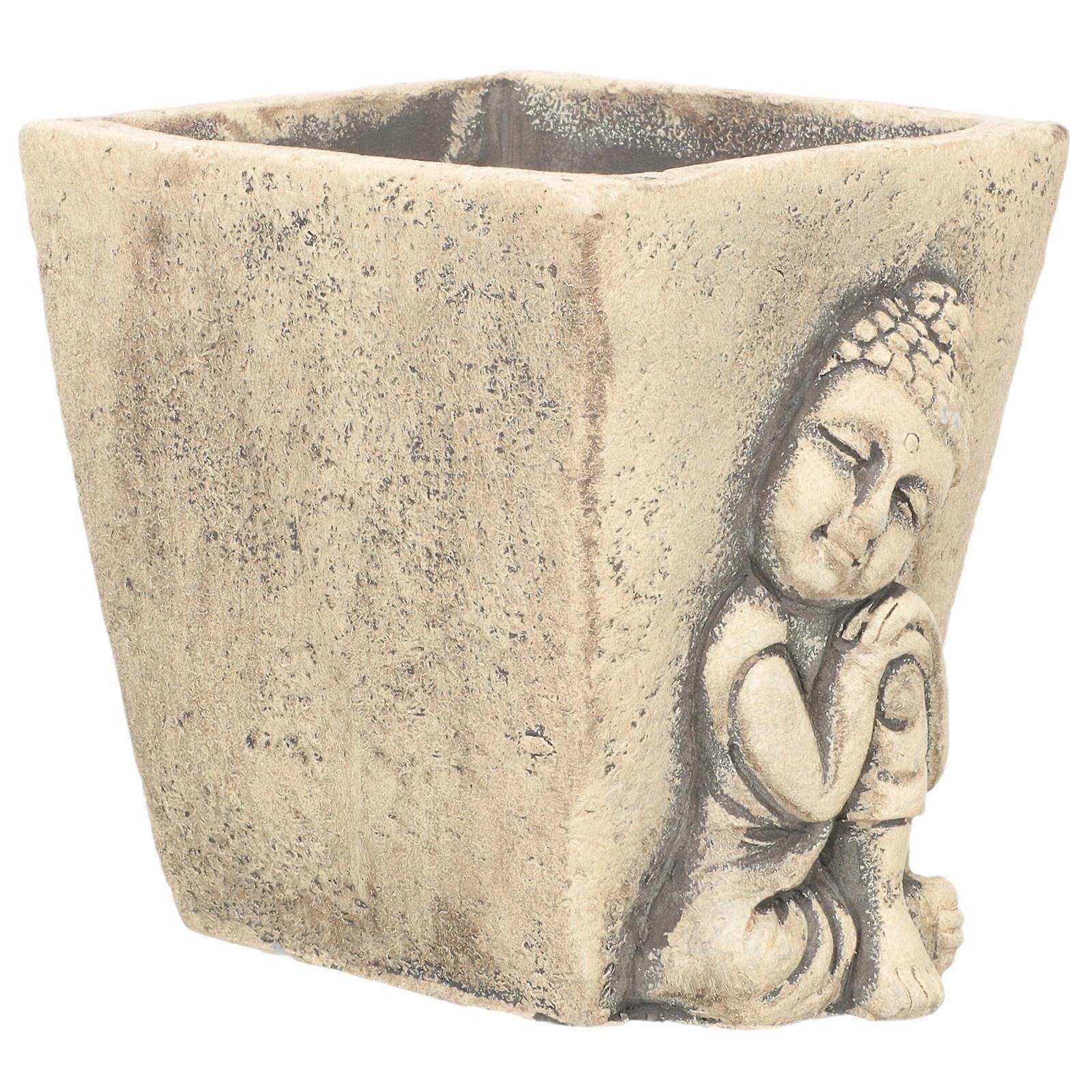 Stylish Cement Container, Buddha Bust Shape for Growing Plants Indoors