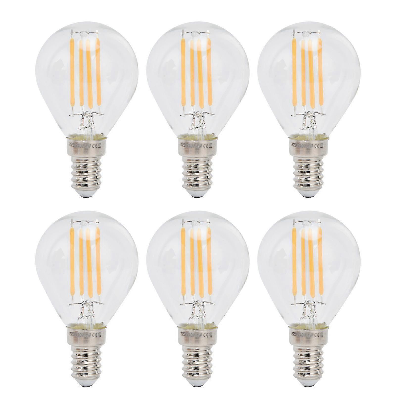6個G45 E14調光可能4WビンテージLEDフィラメント電球ウォームホワイト220V