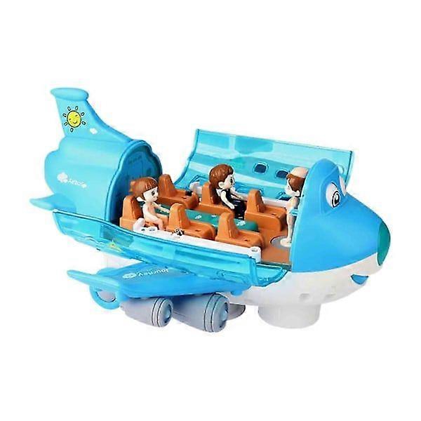 Airplane Model with Music, Lights and 360 Degree Rotation - Electric Toy Plane for Kids Blue