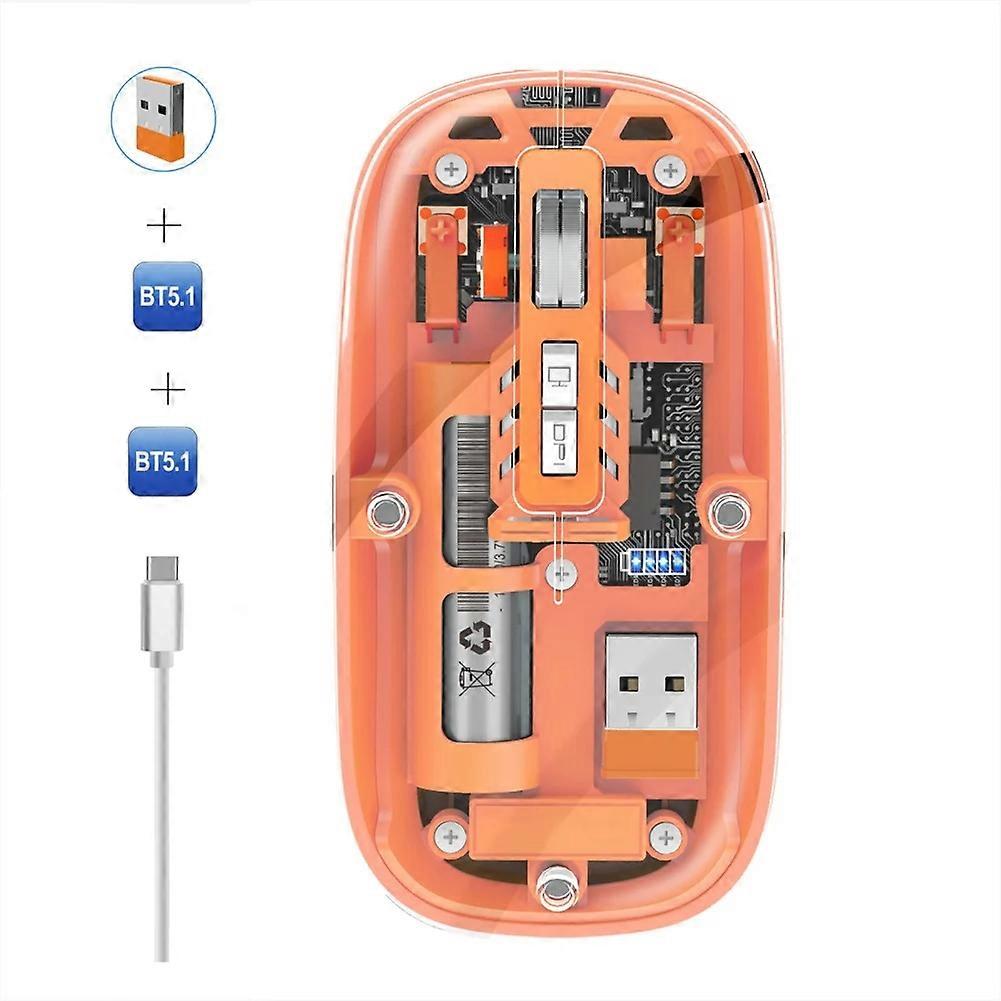 M233 Transparent Mouse Wireless Bluetooth-compatible Three Mode Silent Mice for PC Laptop