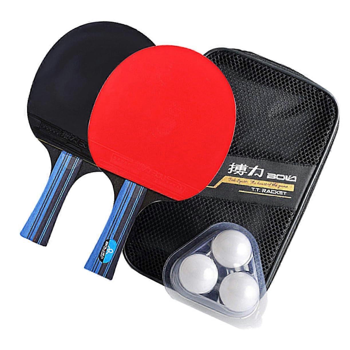 Table Tennis Bat Set with PU Leather Paddle, Training Kit, and Domino Stand, Red Color, for Table Tennis Practice