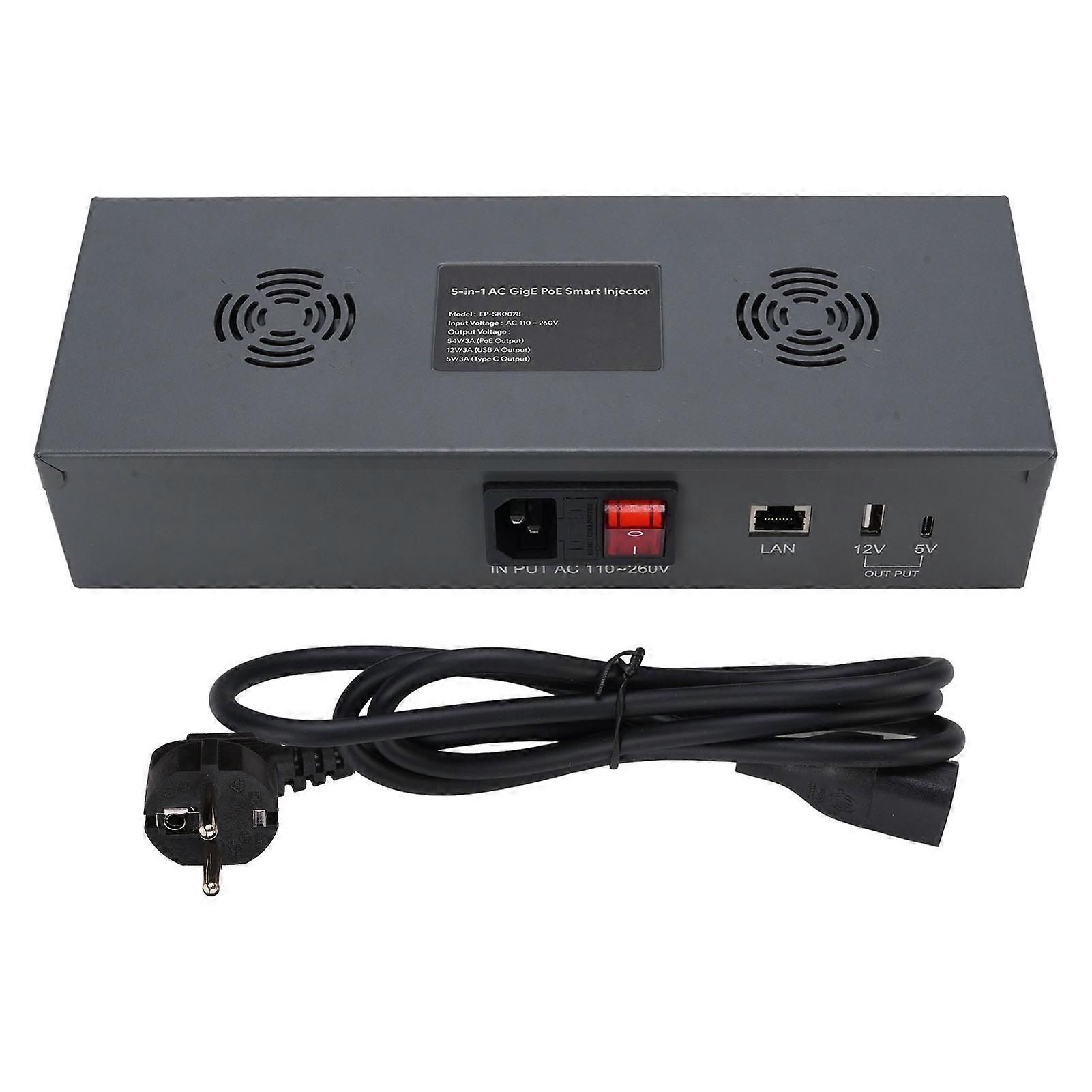 Poe 180W 5 in 1 GigE Passive ESD Guard USB Type C Output Gigabit POE Injector Adapter for Gen 3