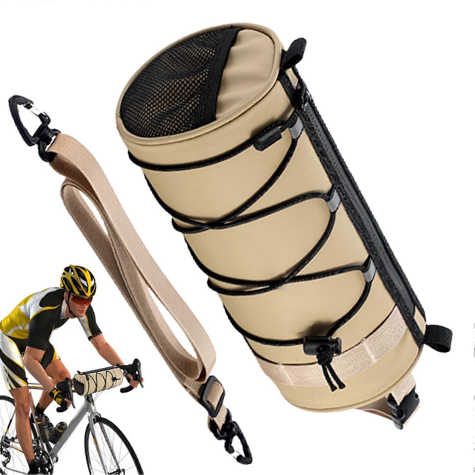 Bicycle Handlebar Bag Bicycle Phone Front Frame Bag Removable with Shoulder Strap, Storage Bag for Mobile Phones, Night Riding Khaki