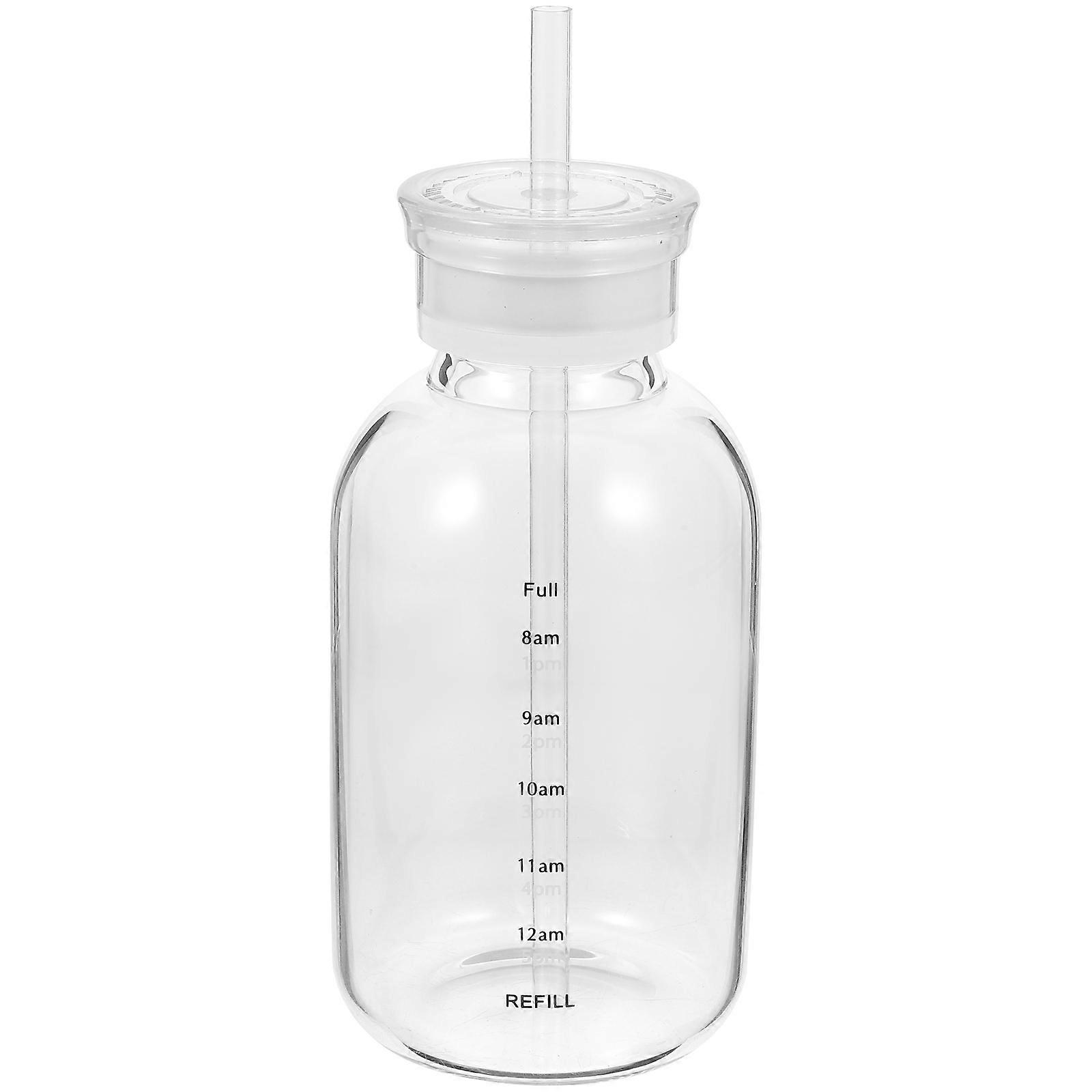 Drinking Cup With Lid Straw Glass Water Bottle For Office 550ml Simple Design Wear And Break Resistance 1Set